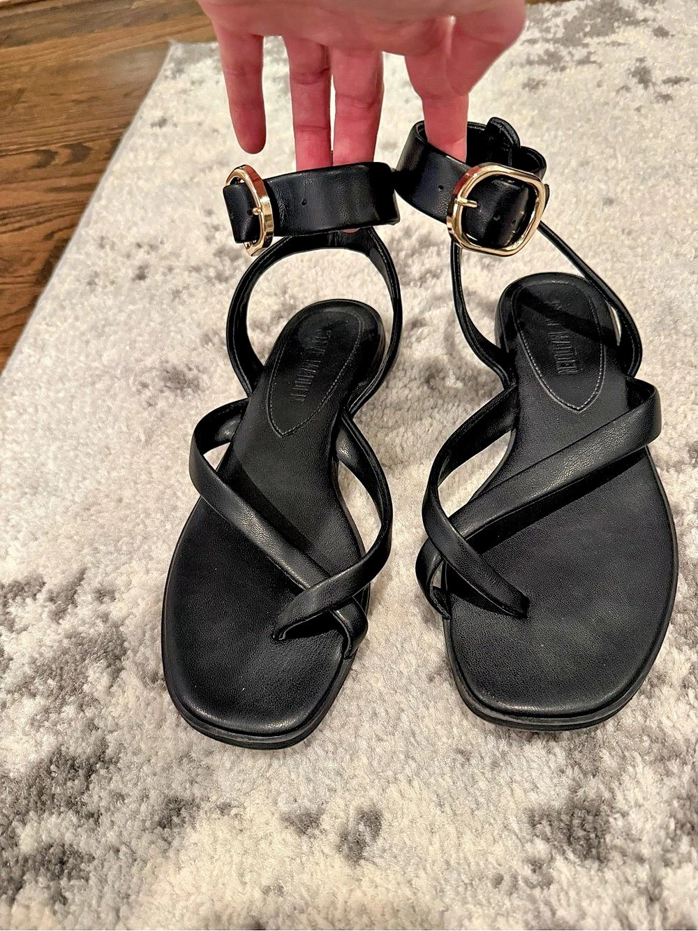 Steve Madden Black Strappy Buckle Sandals